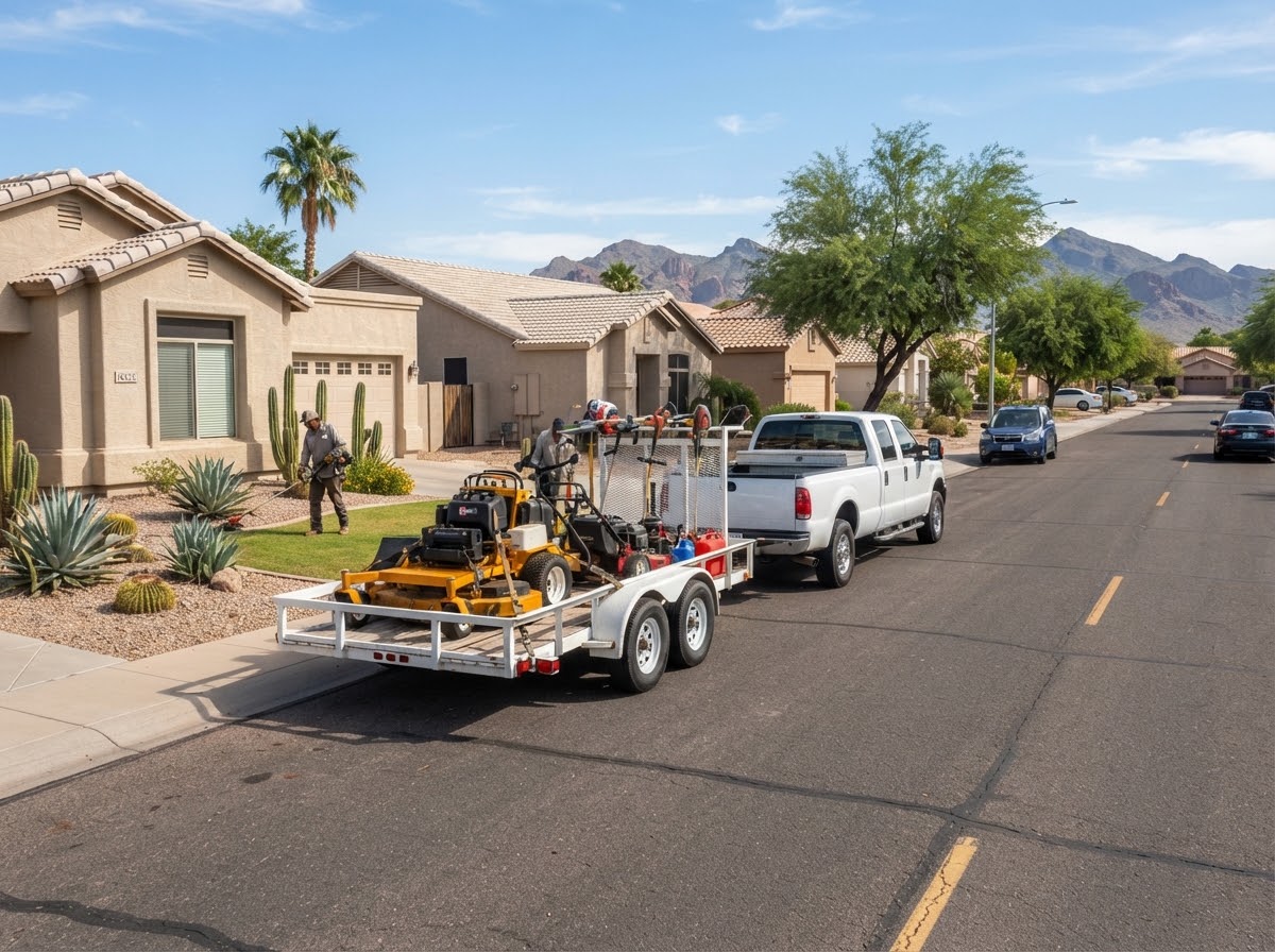 Truck and trailer rig on a suburban street